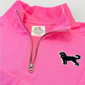 THE BLACK DOG 1/4 Zip Pullover Long Sleeve Hot Pink Sweatshirt Tshirt Preppy Tee